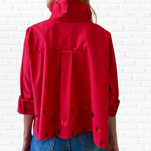 Caryn Lawn Abby Swing Sequin Top Cranberry