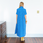 Caryn Lawn Millie Dress Long Navy Stripe