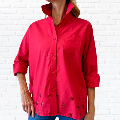 Caryn Lawn Abby Swing Sequin Top Cranberry