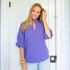 Caryn Lawn Caroline Top Purple Waffle
