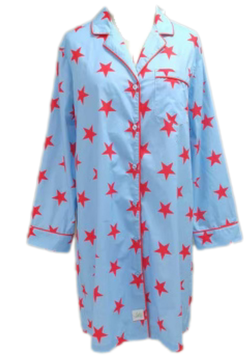 Caryn Lawn Blue/red star Sleep Shirt