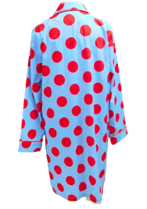 Caryn Lawn Blue/red polka dot Sleep Shirt