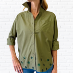Caryn Lawn Abby Swing Sequin Top Olive