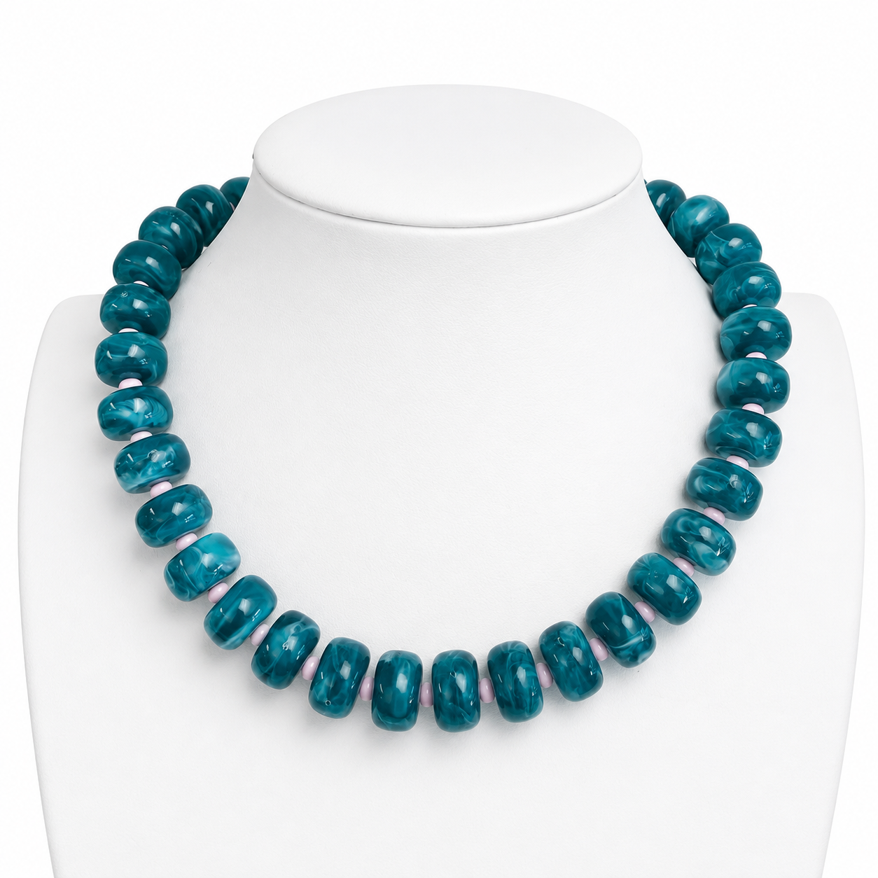 Carmel Necklace Teal/Light pink