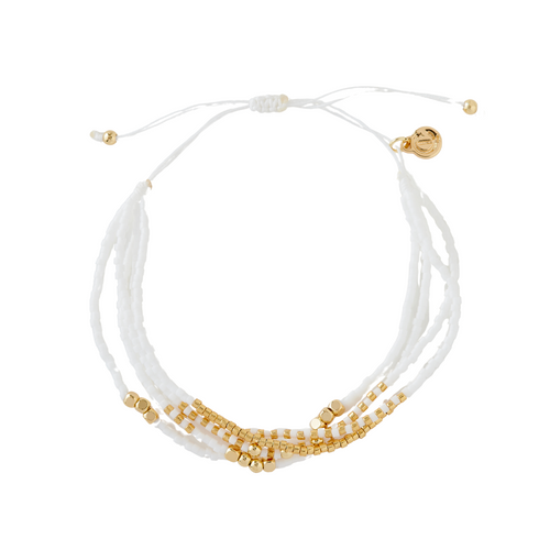 Caryn Lawn 5 Strand Seed Bead Bracelet White
