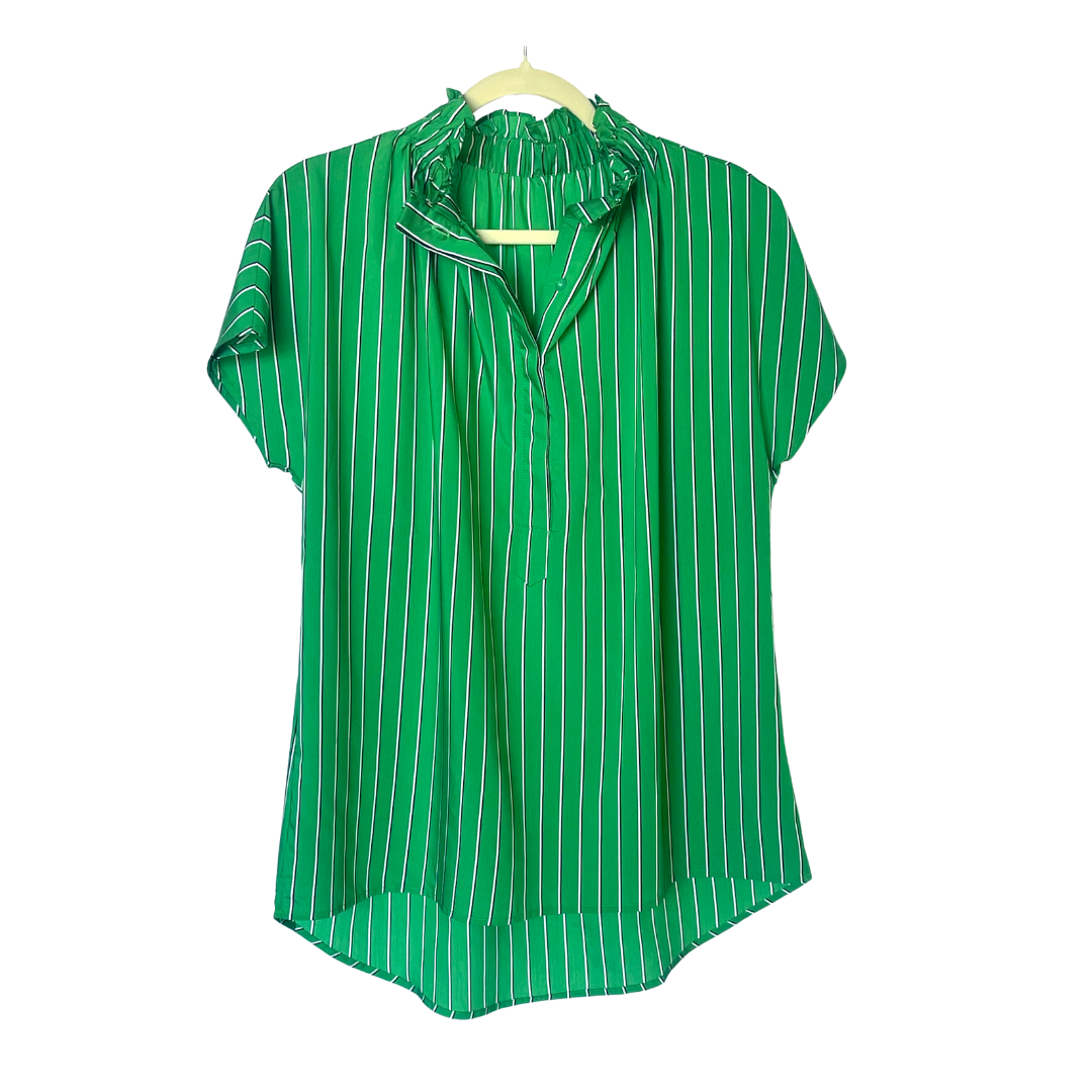 Caryn Lawn Emily Top Green Stripe