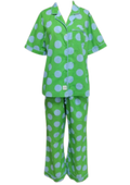 Caryn Lawn Green/blue polka dot Pj Set
