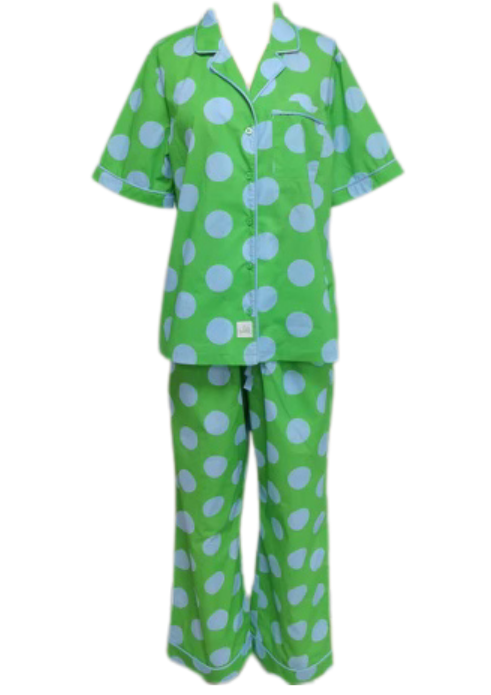 Caryn Lawn Green/blue polka dot Pj Set