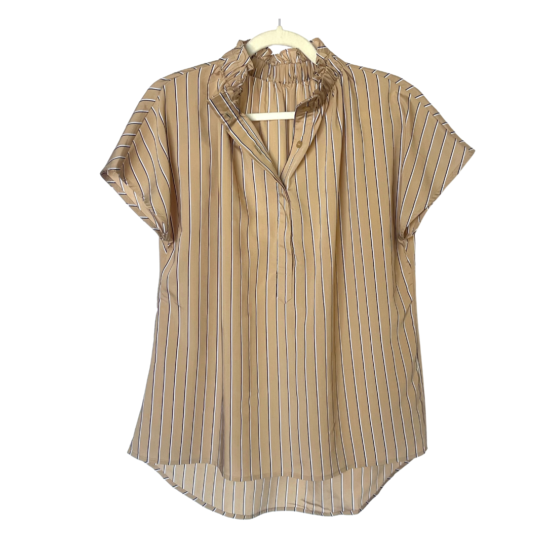 Caryn Lawn Emily Top Khaki Stripe