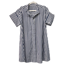 Load image into Gallery viewer, Caryn Lawn Margot Dress Navy Stripe