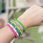 Caryn Lawn Coated Enamel CZ Bangle Hot Pink