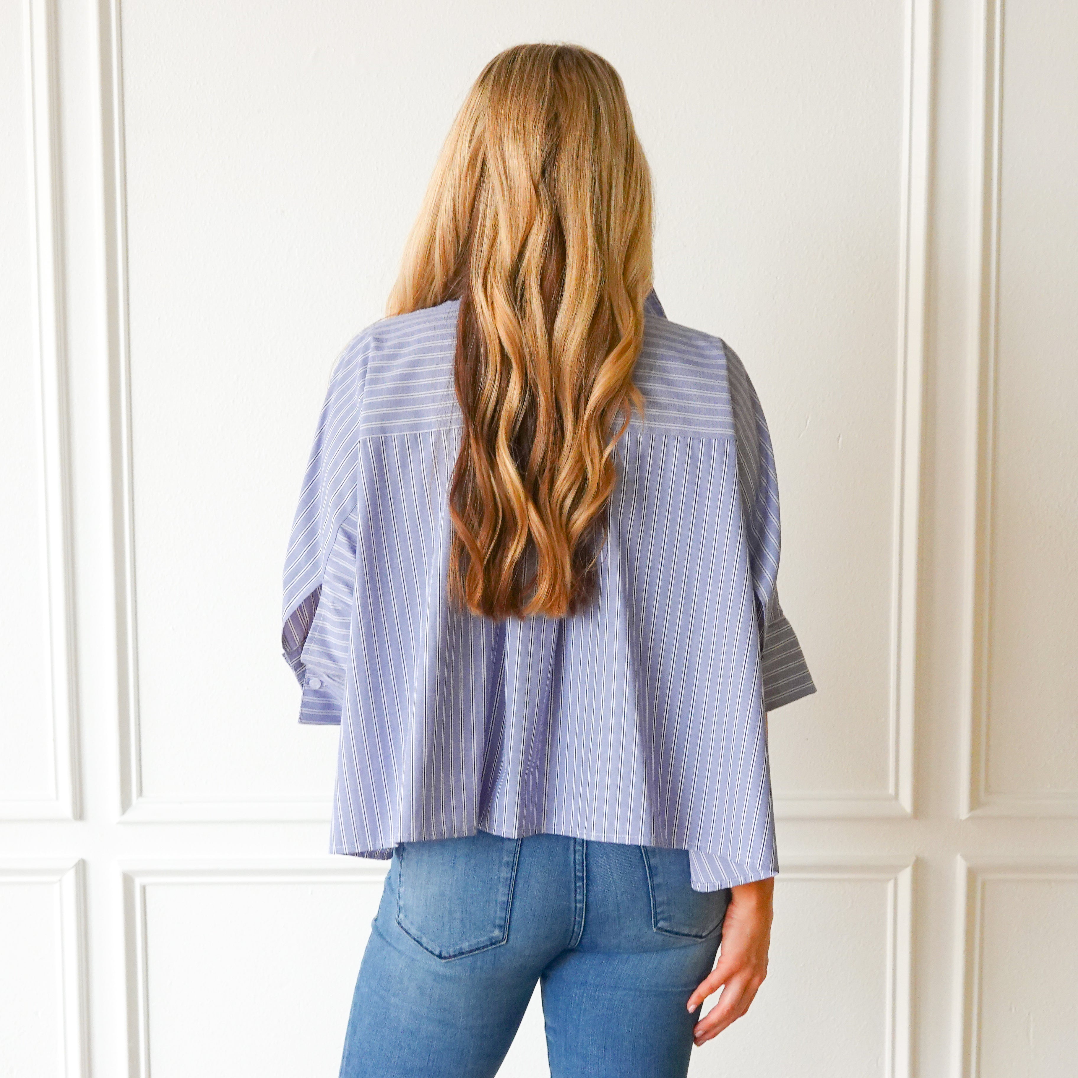 Caryn Lawn Abby Swing Top Blue and Navy Stripe