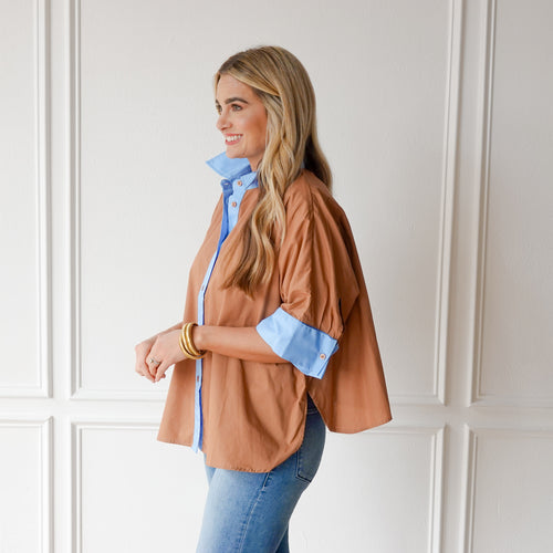 Caryn Lawn Abby Swing Top Cocoa and Blue