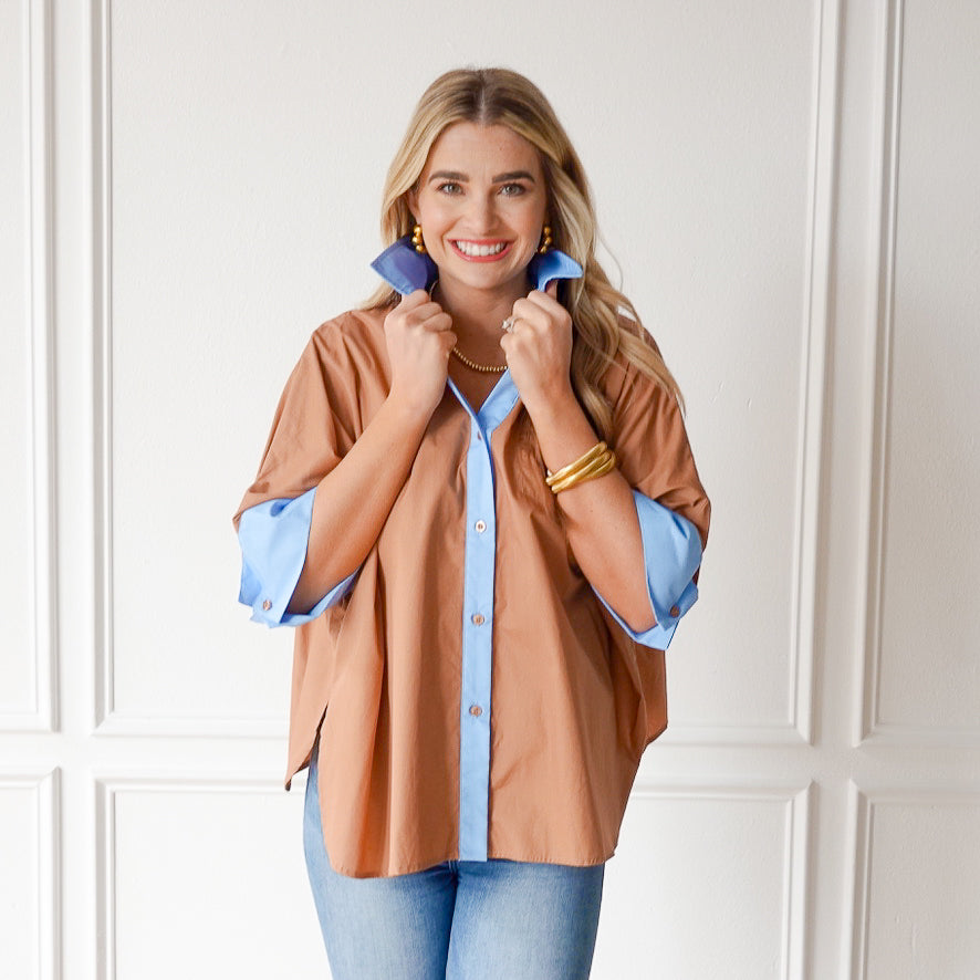 Caryn Lawn Abby Swing Top Cocoa and Blue