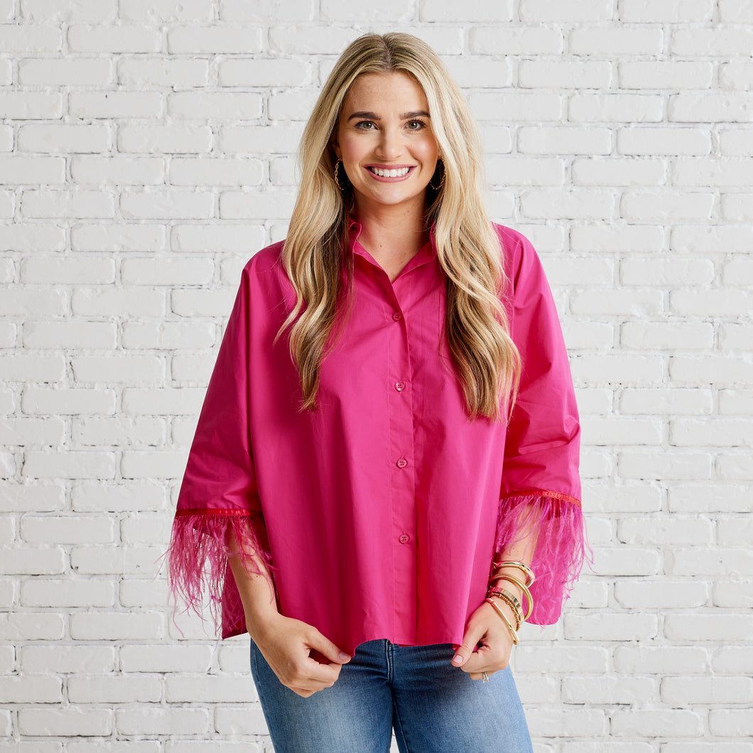 Caryn Lawn Abby Swing Top Feather Hot Pink