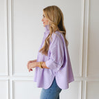 Caryn Lawn Abby Swing Top Lavender and Navy Stripe