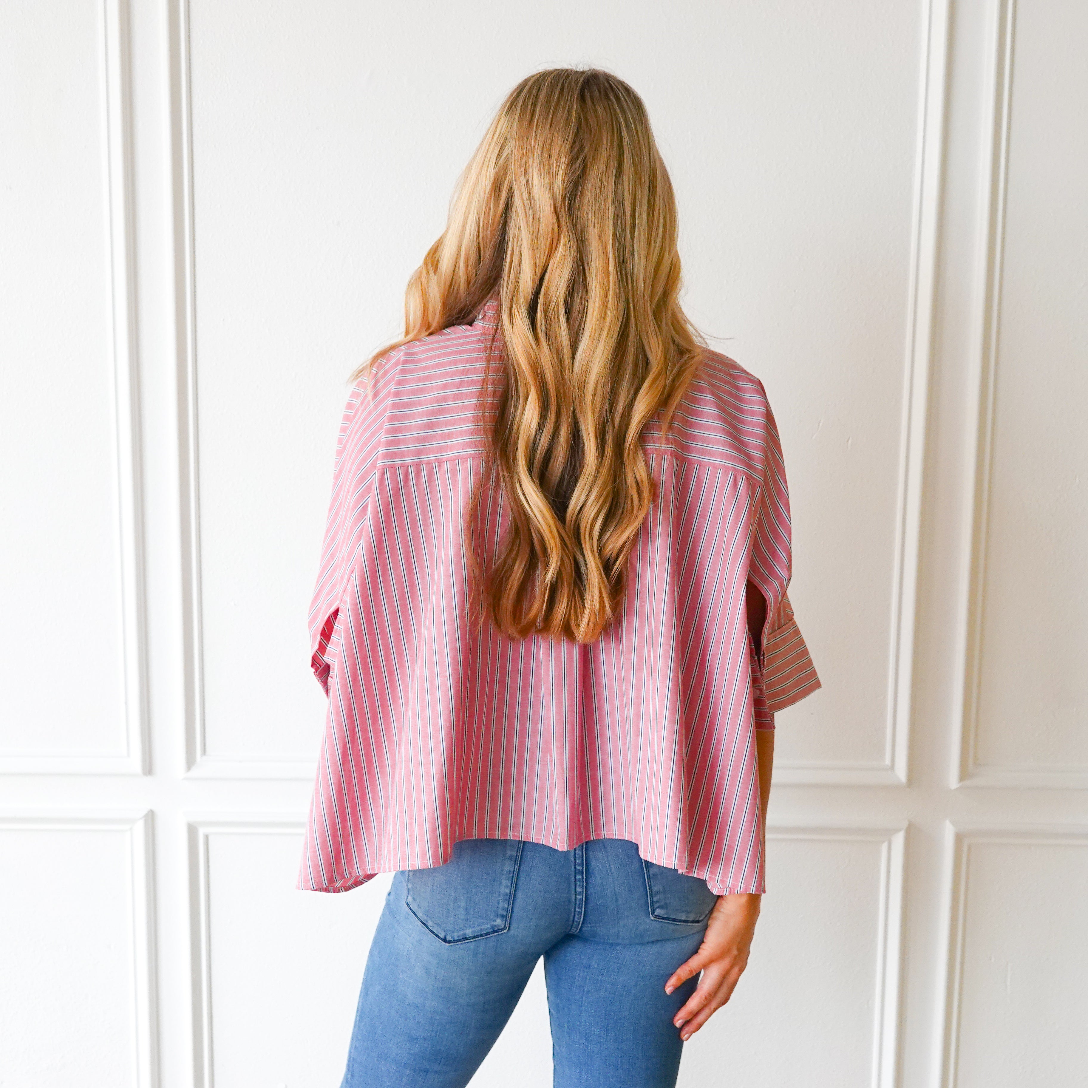 Caryn Lawn Abby Swing Top Red and Black Stripe
