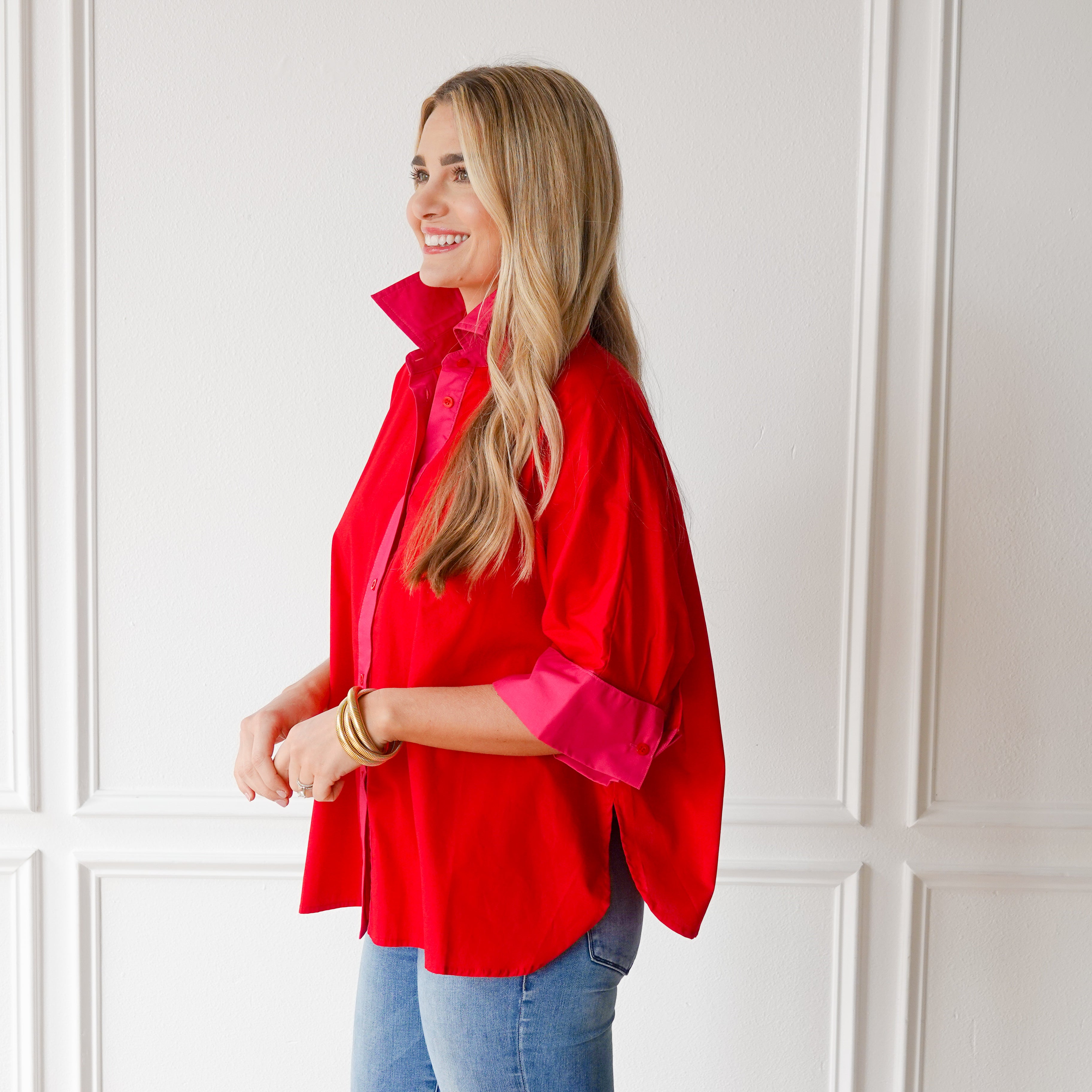 Caryn Lawn Abby Swing Top Red and Pink