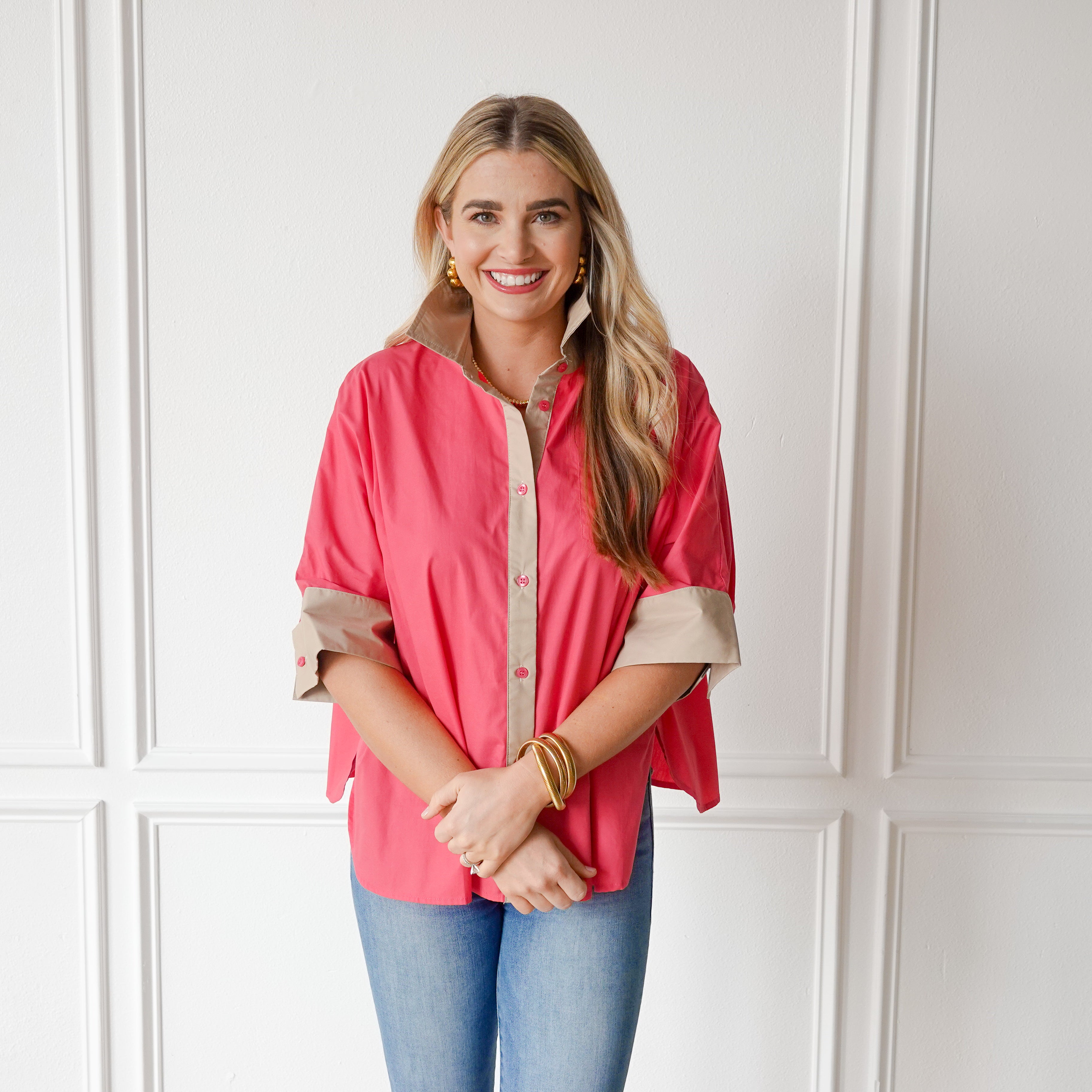 Caryn Lawn Abby Swing Top Rose and Khaki