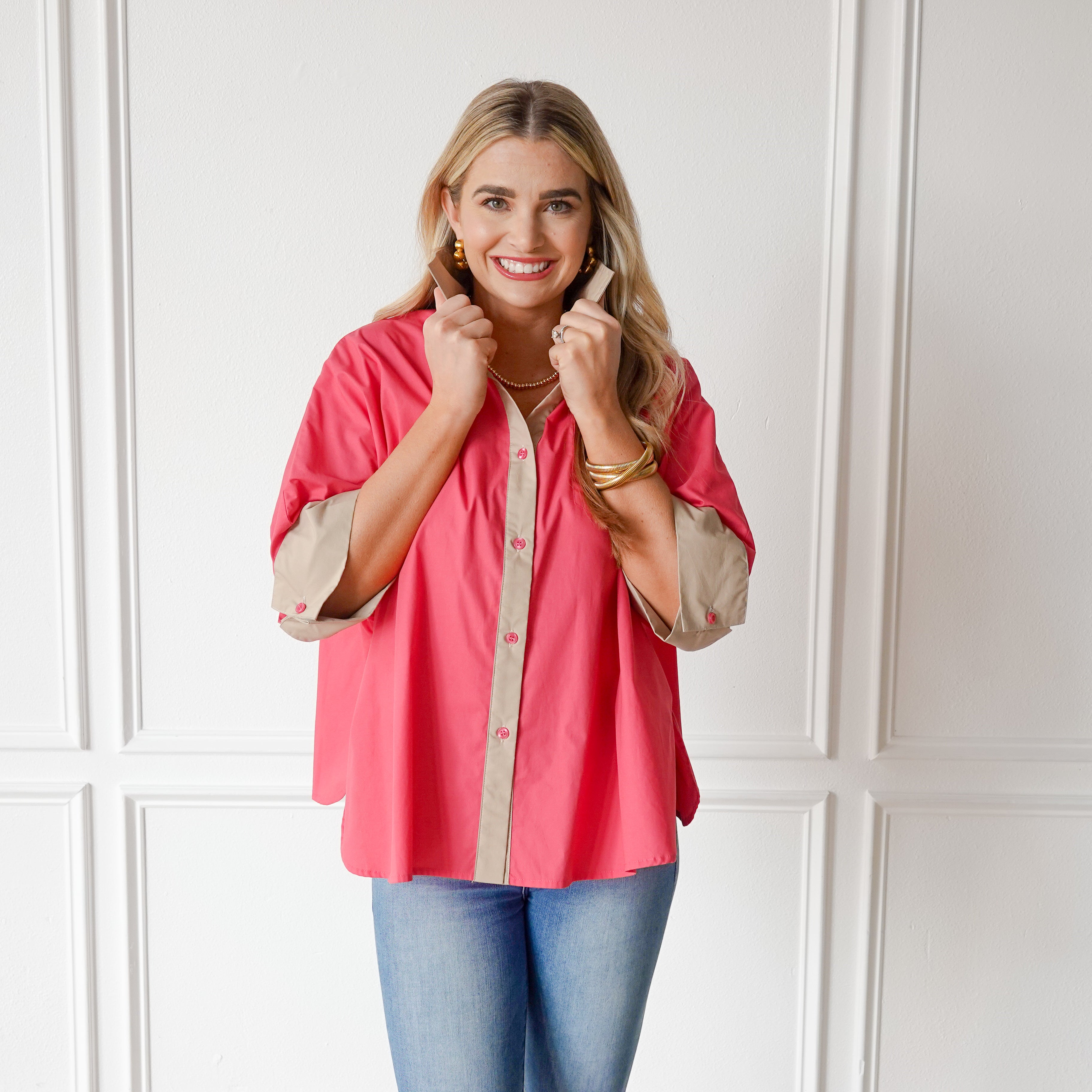 Caryn Lawn Abby Swing Top Rose and Khaki