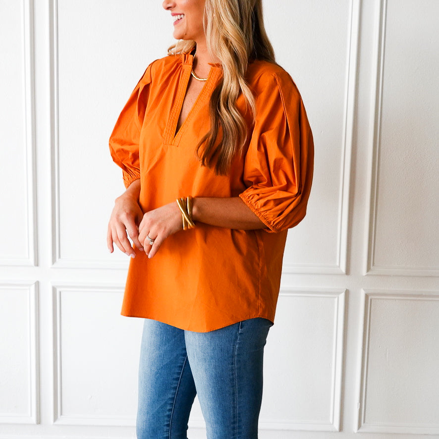 Caryn Lawn Anna Top Burnt Orange