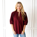 Caryn Lawn Anna Top Maroon