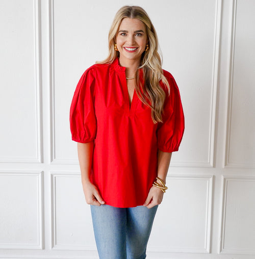 Caryn Lawn Anna Top Scarlet