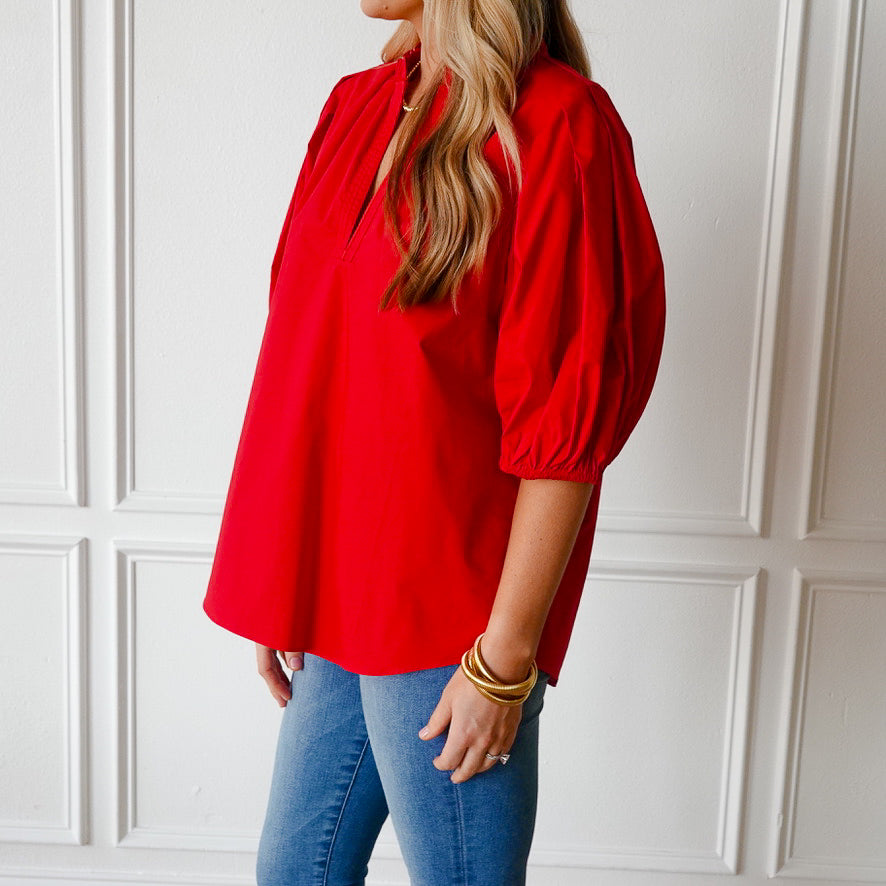 Caryn Lawn Anna Top Scarlet