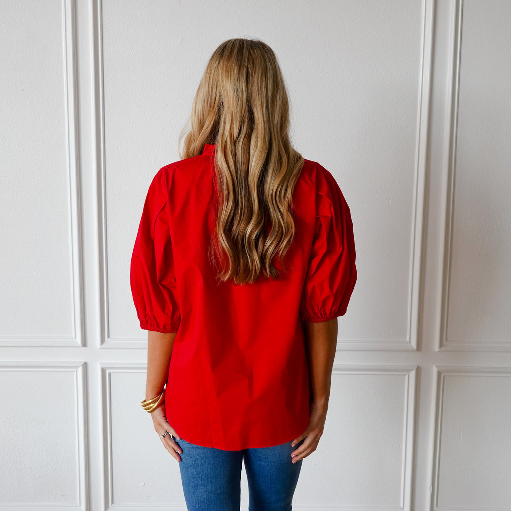 Caryn Lawn Anna Top Scarlet