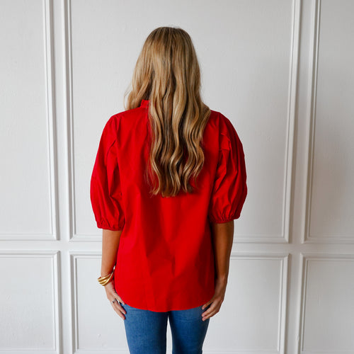 Caryn Lawn Anna Top Scarlet