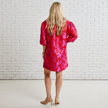 Load image into Gallery viewer, Caryn Lawn Asher Jacquard Dress Pink and Red