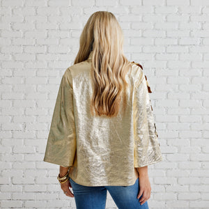 Caryn Lawn Audrey Leather Top Champagne