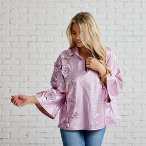 Caryn Lawn Audrey Leather Top Rosé