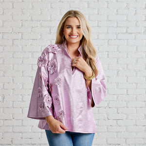 Caryn Lawn Audrey Leather Top Rosé