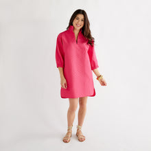 Load image into Gallery viewer, Caryn Lawn Betsy Collar Jacquard Dress Fuchsia