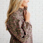 Caryn Lawn Betsy Collar Floral Jacquard Dress Pink and Green