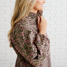 Load image into Gallery viewer, Caryn Lawn Betsy Collar Floral Jacquard Dress Pink and Green