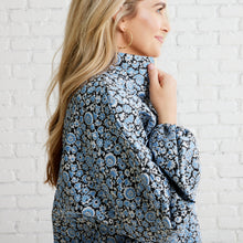 Load image into Gallery viewer, Caryn Lawn Betsy Collar Floral Jacquard Dress Powder and Navy