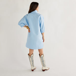 Caryn Lawn Betsy Collar Jacquard Dress Powder Blue