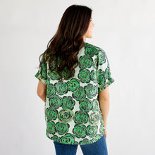 Load image into Gallery viewer, Betsy Jacquard Rose Top Green and Navy