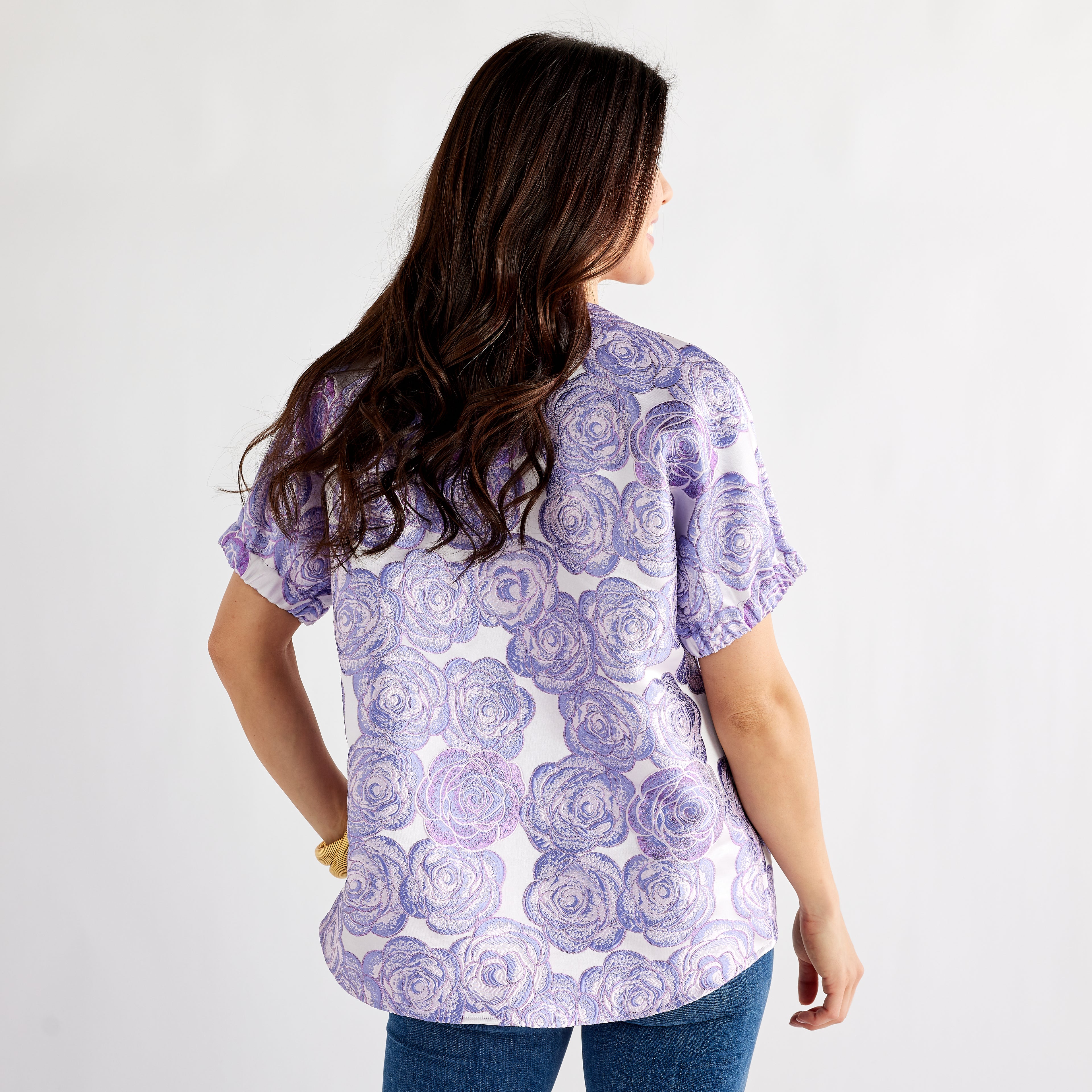 Caryn Lawn Betsy Jacquard Rose Top Lavender