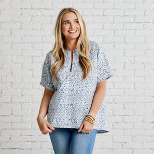 Caryn Lawn Betsy Top Multi Blue