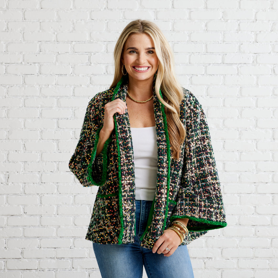 Caryn Lawn Bridget Tweed Jacket Multi Green