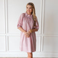 Caryn Lawn Brooke Dress Gray and Persimmon Stripe