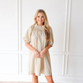 Caryn Lawn Brooke Dress Khaki and Neon Stripe
