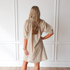 Caryn Lawn Brooke Dress Khaki and Neon Stripe