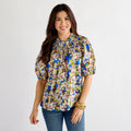 Caryn Lawn Brooke Top Blue Floral