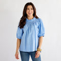 Caryn Lawn Brooke Top Blue Stripe