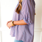 Caryn Lawn Brooke Top Blue and Red Stripe