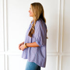 Caryn Lawn Brooke Top Blue and Red Stripe